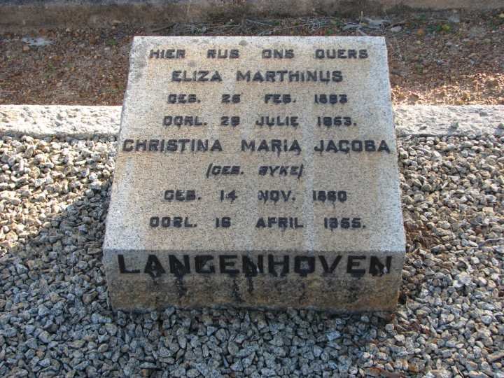 LANGENHOVEN Eliza Marthinus 1883-1963 &amp; Christina Maria Jacoba nee ? 1860-1955
