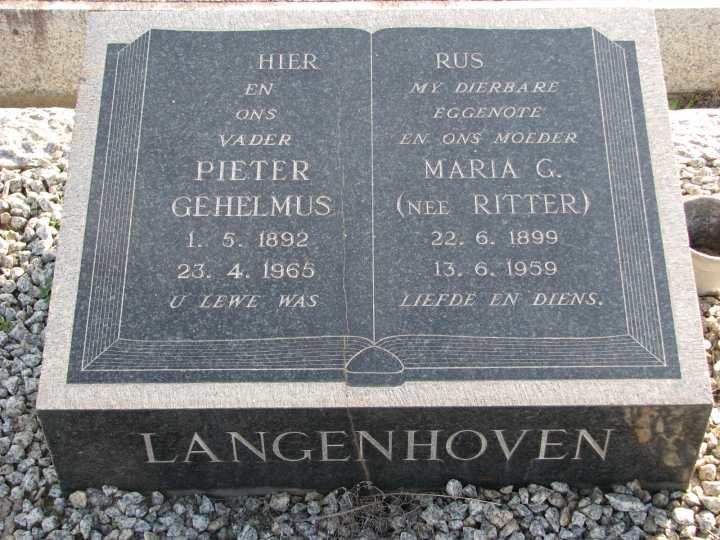 LANGENHOVEN Pieter Gehelmus 1892-1965 &amp; Maria G. RITTER 1899-1959