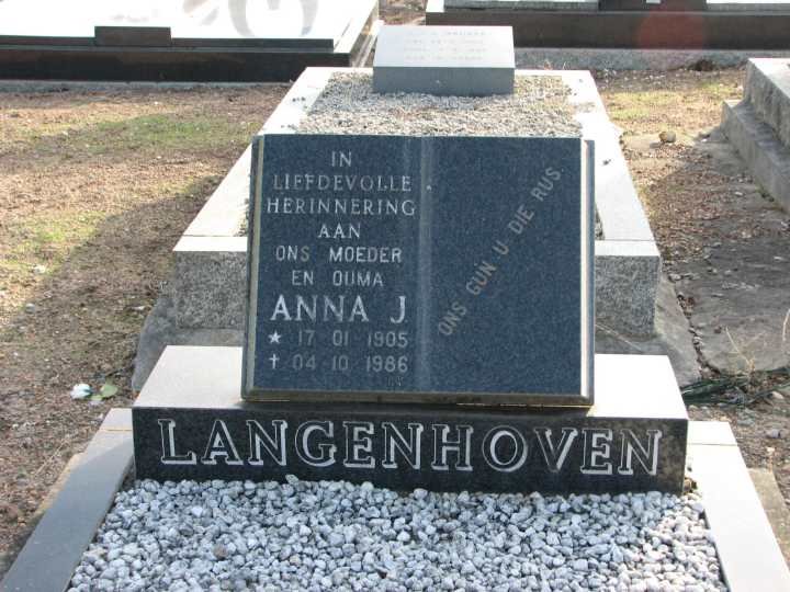 LANGENHOVEN Anna J. 1905-1986