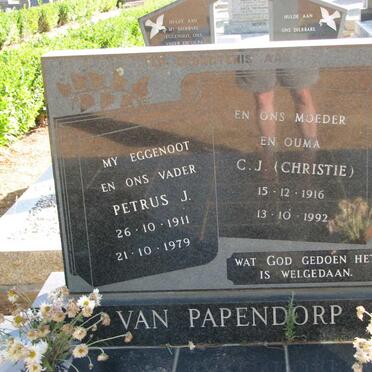 PAPENDORP Petrus J., van 1911-1979 &amp; C.J. 1916-1992