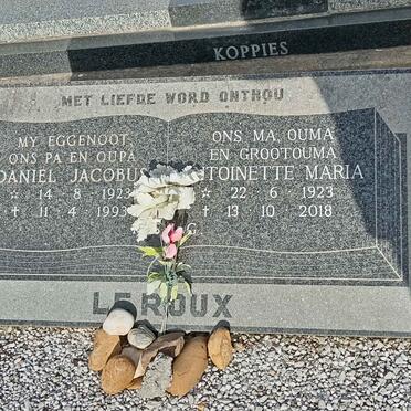 ROUX Daniel Jacobus, le 1923-1993 &amp; Antoinette Maria 1923-2018
