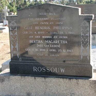 ROSSOUW Gert Hendrik Philippus 1895-1961 &amp; Bertha Magaretha VAN EEDEN 1899-1963
