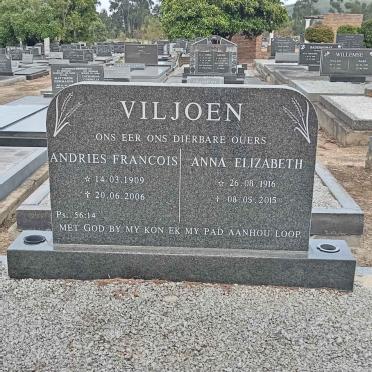 VILJOEN Andries Francois 1909-2006 &amp; Anna Elizabeth 1916-2015