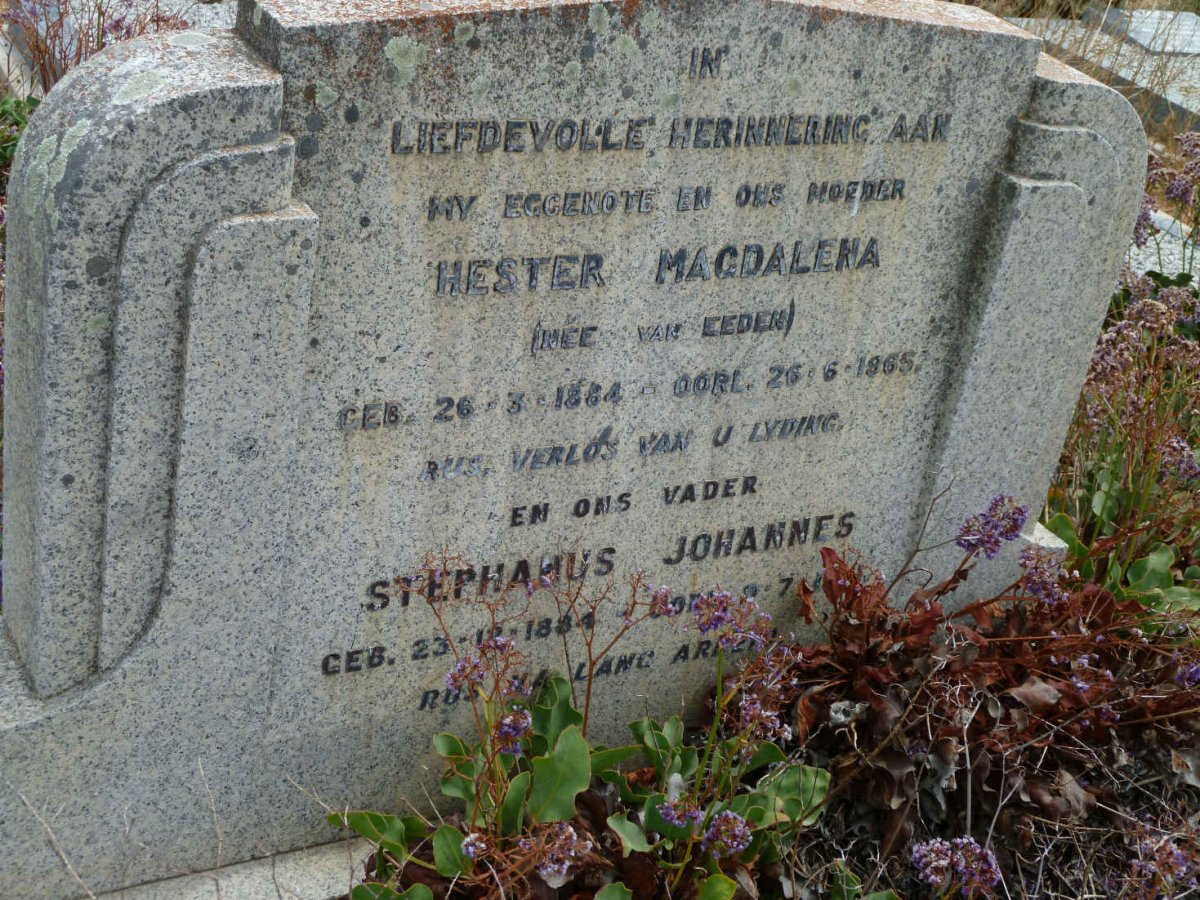 VILJOEN Stephanus Johannes 1884-???? &amp; Hester Magdalena VAN EEDEN 1884-1965