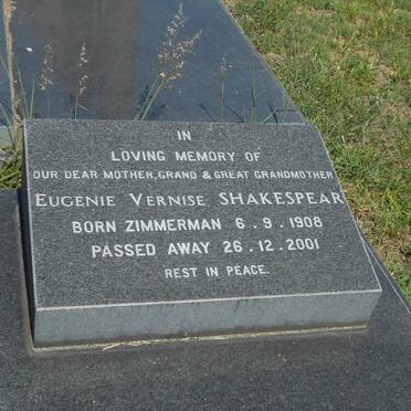 SHAKESPEAR Eugenie Vernise nee ZIMMERMAN 1908-2001