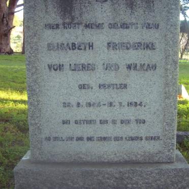 WILKAU Elisabeth Friederike, von Lieres und nee NESTLER 1904-1934