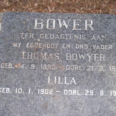 BOWER Thomas Boywer 1893-1969 &amp; Lilla 1902-1983