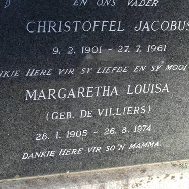 BOTHA Christoffel Jacobus 1901-1961 &amp; Margaretha Louisa DE VILLIERS 1905-1974