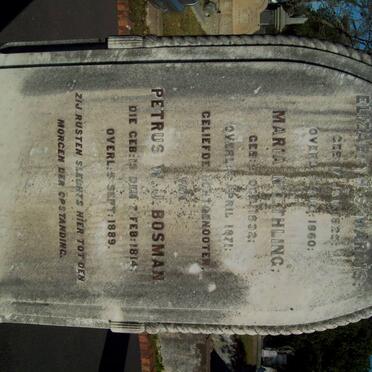 BOSMAN Petrus W.J. 1814-1889 &amp; Elizabeth H.S. MARAIS 1825-1860 &amp; Maria NEETHLING 1832-1971
