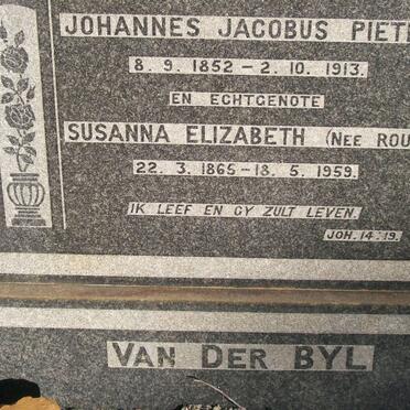 BYL Johannes Jacobus Pieter, van der 1852-1913 &amp; Susanna Elizabeth ROUX 1865-1959