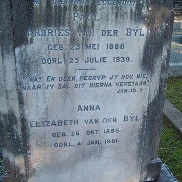 BYL Paul Andries, van der 1888-1939 &amp; Anna Elizabeth 1895-1981