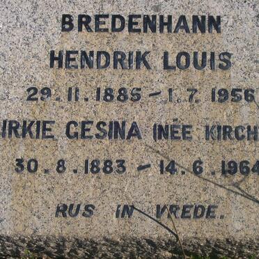 BREDENHANN Hendrik Louis 1885-1956 &amp; Dirkie Gesina KIRCHNER 1883-1964