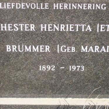 BRUMMER Hester Henrietta nee MARAIS 1892-1973