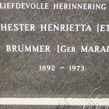 BRUMMER Hester Henrietta nee MARAIS 1892-1973
