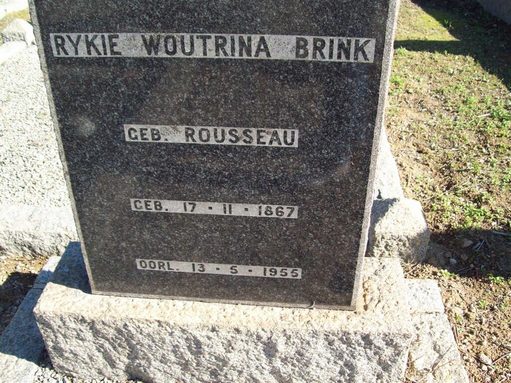 BRINK Rykie Woutrina nee ROUSSEAU 1867-1955