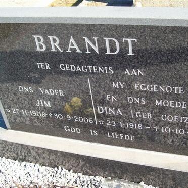BRANDT Jim 1908-2006 &amp; Dina COETZEE 1918-1991
