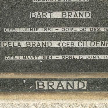 BRAND Bart 1881-1939 &amp; Engela GILDENHUYS 1884-1956