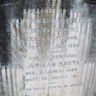 BASTIAANS Karel Juriaan 1845-1897 &amp; Johanna FADDEGON 1848-1897