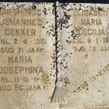 BEKKER Marthinus Johannes -1951 &amp; Maria Josephina -1945 :: BEKKER Elizabeth Maria Cecilia -1922