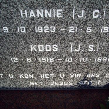 BEUKES J.S. 1916-1996 &amp; J.C. 1923-1995