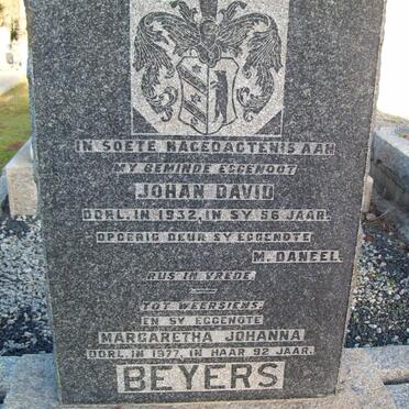 BEYERS Johan David -1932 &amp; Margaretha Johanna -1977