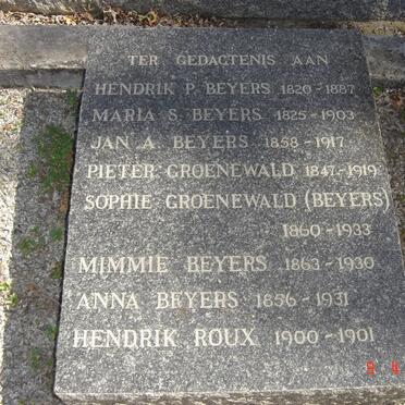 BEYERS Hendrik P. 1820-1887 &amp; Maria S. 1825-1903 and family
