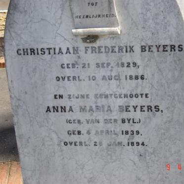 BEYERS Christiaan Frederik 1829-1886 &amp; Anna Maria VAN DER BYL 1839-1894