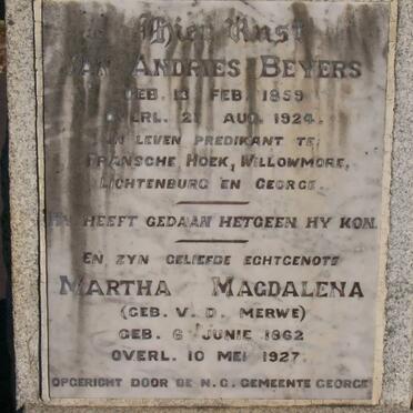 BEYERS Jan Andries 1859-1924 &amp; Martha Magdalena VAN DER MERWE 1862-1927 :: BEYERS Ferdinand Daniel 1903-1975