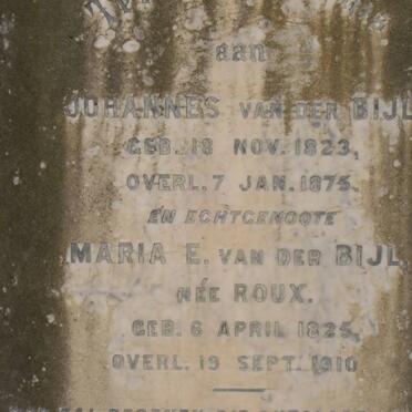BIJL Johannes, van der 1823-1875 &amp; Maria E. ROUX 1825-1910
