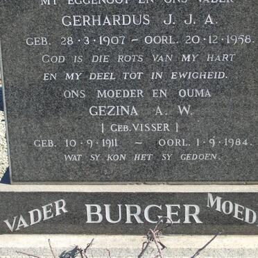 BURGER Gerhardus J.J.A. 1907-1958 &amp; Gezina A.W. VISSER 1911-1984