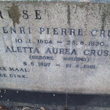 CRUSE Henri Pierre 1894-1950 &amp; Aletta Aurea MEIRING 1897-1981