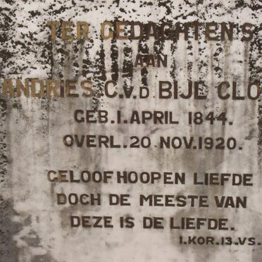 CLOETE Andries C. v.d. Bijl 1844-1920