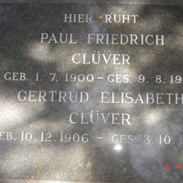 CLUVER Paul Friedrich 1900-1990 &amp; Gertrud Elisabeth 1906-1994