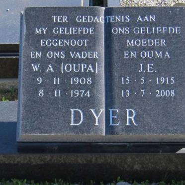 DYER W.A. 1908-1974 &amp; J .E. 1915-2008