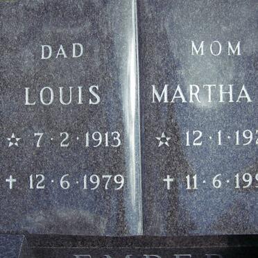 EMBER Louis 1913-1979 &amp; Martha M. 1924-1992