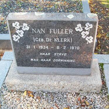 FULLER Nan nee DE KLERK 1934-1970