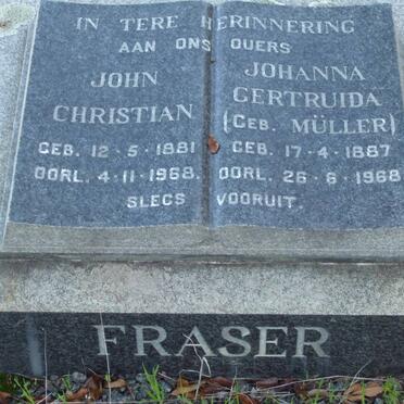 FRASER John Christian 1881-1968 &amp; Johanna Gertruida MULLER 1887-1968