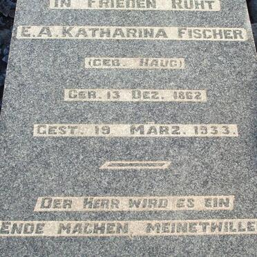 FISCHER E.A. Katharina nee HAUG 1862-1933