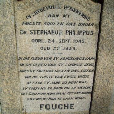 FOUCHE Stephanus Philippus 1871-1945 &amp; Constance K. HAUMAN 1892-1968 :: FOUCHE Stephanus Philippus -1945