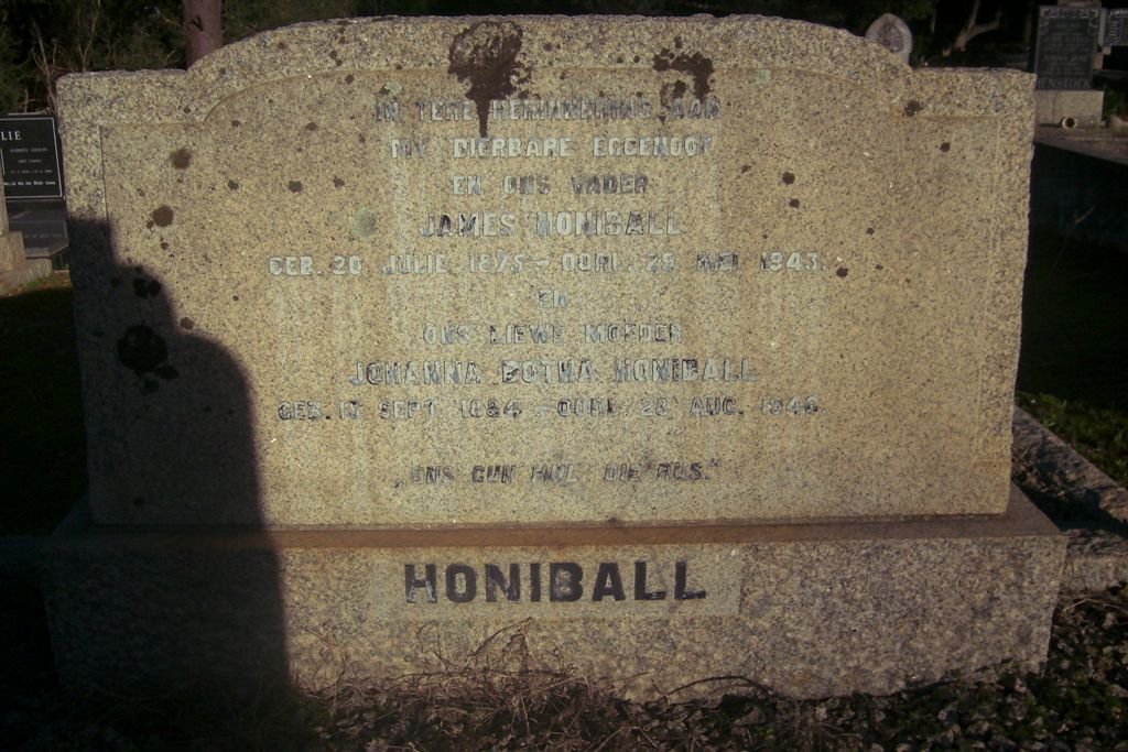 HONIBALL James 1875-1943 &amp; Johanna BOTHA 1884-1948