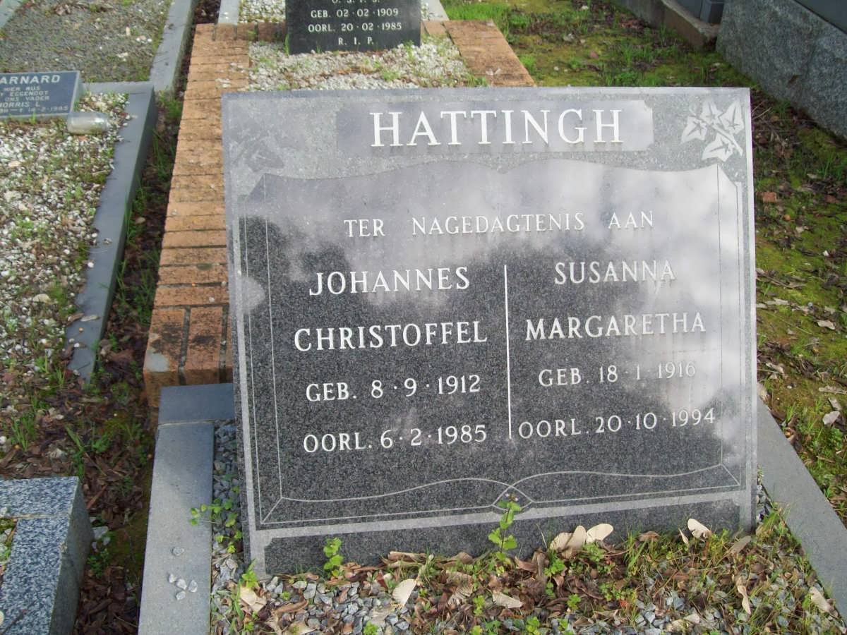 HATTINGH Johannes Christofel 1912-1985 &amp; Susanna Margaretha 1916-1994