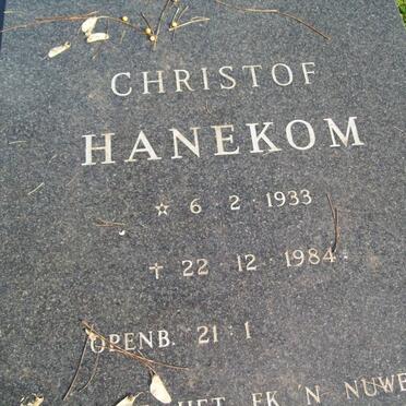HANEKOM Christof 1933-1984