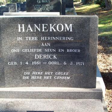 HANEKOM Derick 1951-1971