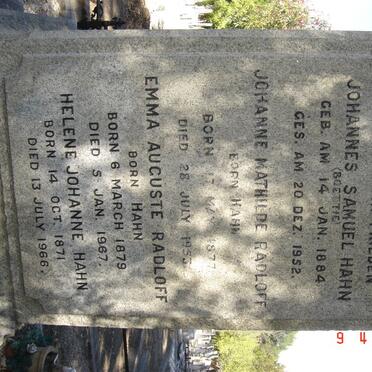 HAHN Johannes Samuel 1884-1952