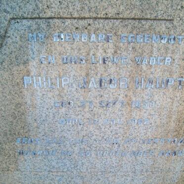 HAUPT Philip Jacob 1858-1902 &amp; Sannie ROOS 1860-1958