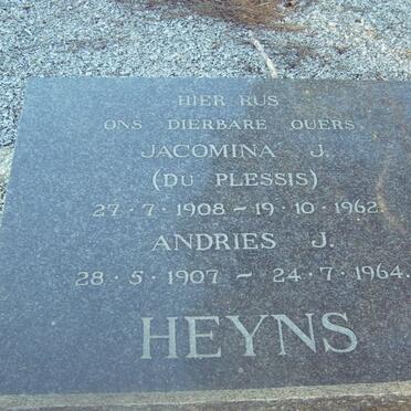 HEYNS Andries J. 1907-1964 &amp; Jacomina J. DU PLESSIS 1908-1962