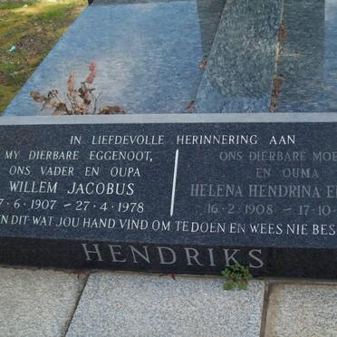 HENDRIKS Willem Jacobus 1907-1978 &amp; Helena Hendrina EHLERS 1908-1996