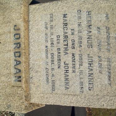 JORDAAN Hermanus Johannes 1894-1957 &amp; Margaretha Johanna BASSON 1901-1960