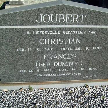 JOUBERT Christian 1881-1962 &amp; Frances DUMINY 1882-1975