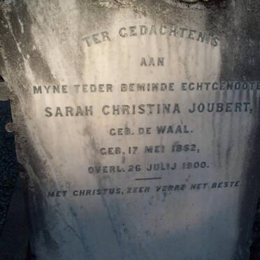 JOUBERT Sarah Christina nee DE WAAL 1862-1900
